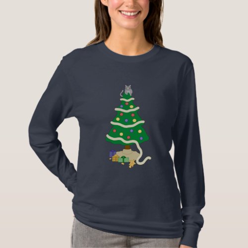 Naughty Christmas Tree Kitty Cat T_Shirt