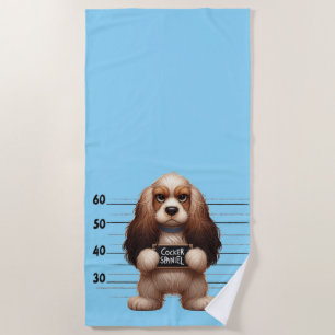 Naughty Cocker Spaniel Beach Towel