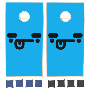 Naughty Confused Face Blue Cornhole Set