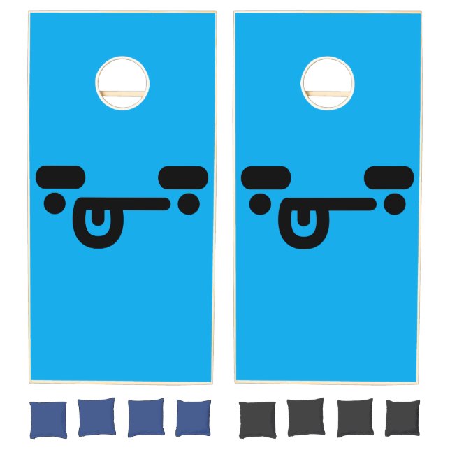 Naughty Confused Face Blue Cornhole Set (Set)