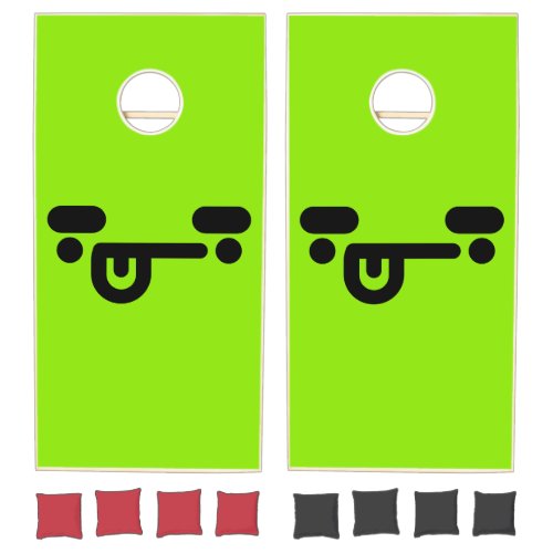 Naughty Confused Face Green Cornhole Set