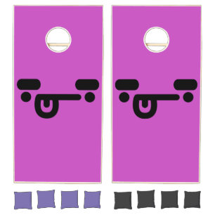 Naughty Confused Face Purple Cornhole Set