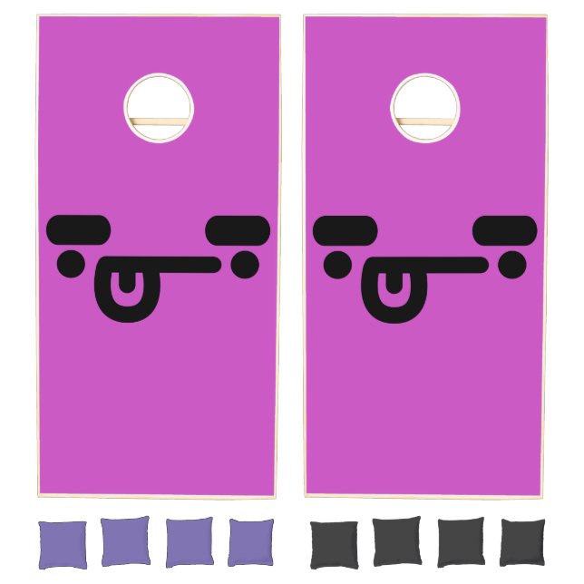 Naughty Confused Face Purple Cornhole Set (Set)