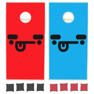 Naughty Confused Face Red & Blue Cornhole Set