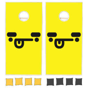 Naughty Confused Face Yellow  Cornhole Set