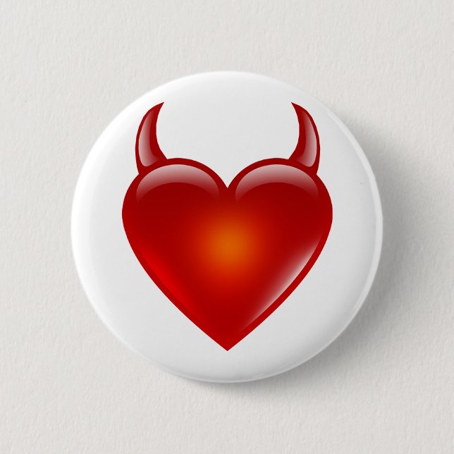 Naughty Devil Heart with Horns Pinback Button (Front)