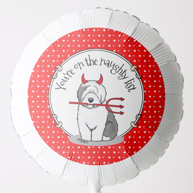 Naughty Devil Old English Sheepdog (Gray 1) Balloon (Front)