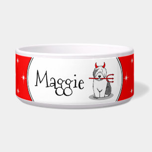 Naughty Devil Old English Sheepdog (Gray 1) Bowl