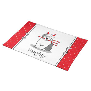 Naughty Devil Old English Sheepdog (Gray 1) Cloth Placemat