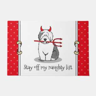 Naughty Devil Old English Sheepdog (Gray 1) Doormat