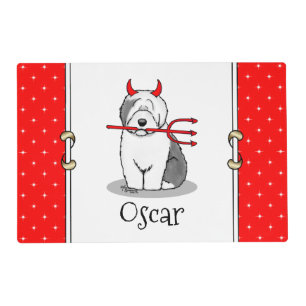 Naughty Devil Old English Sheepdog (Gray 1) Placemat