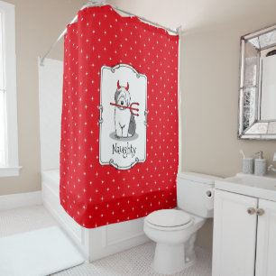 Naughty Devil Old English Sheepdog (Gray 1) Shower Curtain