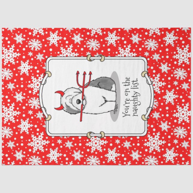 Naughty Devil Old English Sheepdog (Gray 1) Tissue Paper (Front)