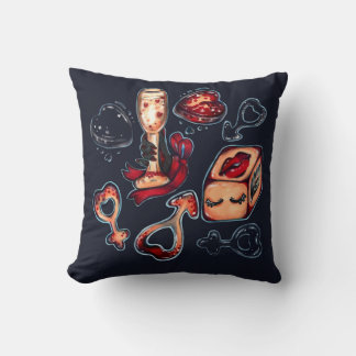 Naughty Dice & Champagne Adult Humor, Dark Romanti Throw Pillow