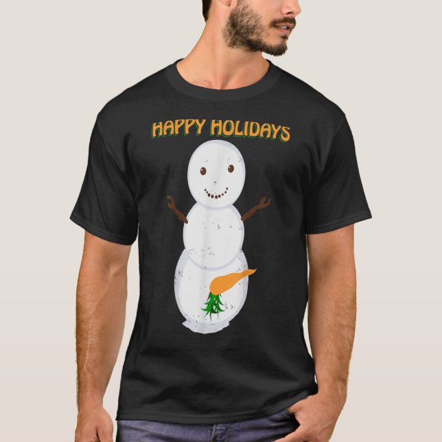 Naughty Dirty Carrot Snowman Funny Ugly Christmas  T-Shirt (Front)