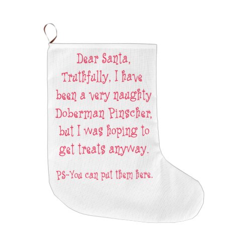 Naughty Doberman Pinscher Large Christmas Stocking