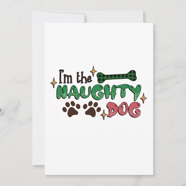Naughty Dog Christmas Thank You Card (Front)