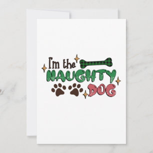 Naughty Dog Christmas Thank You Card