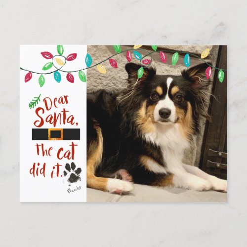 Naughty Dog Funny Dear Santa Letter Photo Dog Name Holiday Postcard