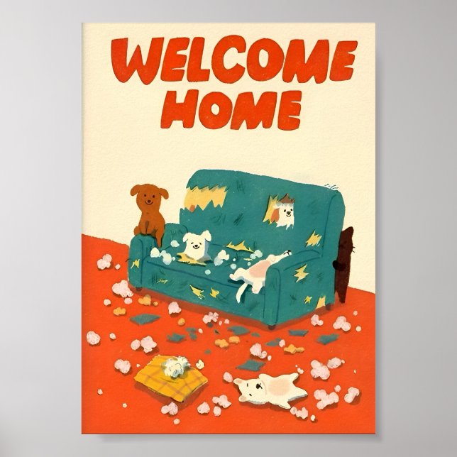  Naughty Dogs Illustration Poster (Front)