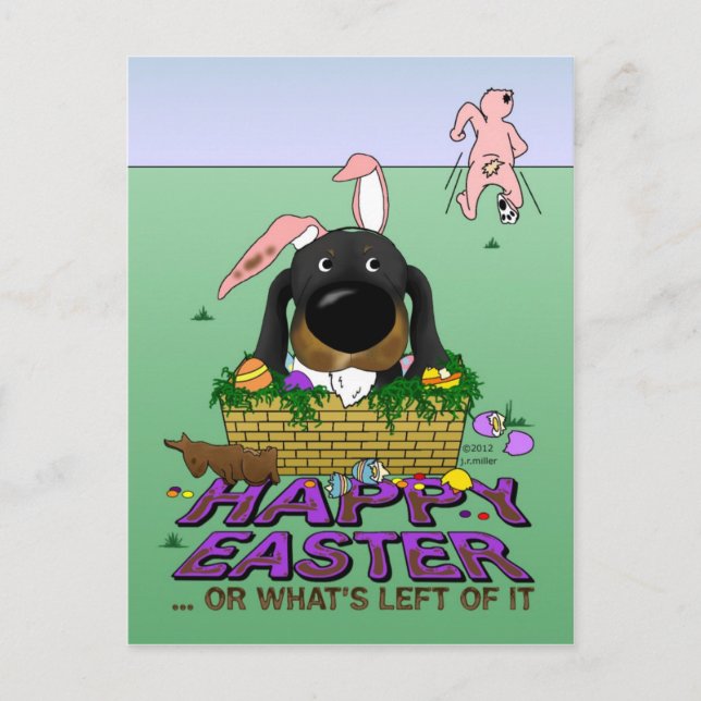 Naughty Doxie Happy Easter Holiday Postcard (Front)