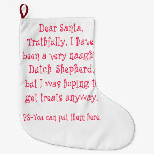 Naughty Dutch Shepherd Large Christmas Stocking