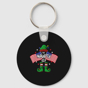 Naughty Elf Patriotic Christmas Keychain