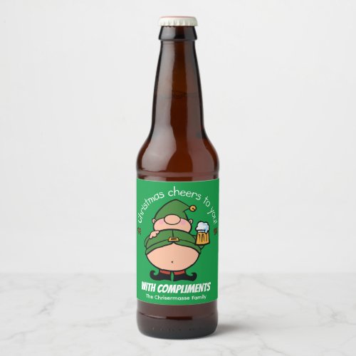 Naughty Elves Green Christmas Beer Label