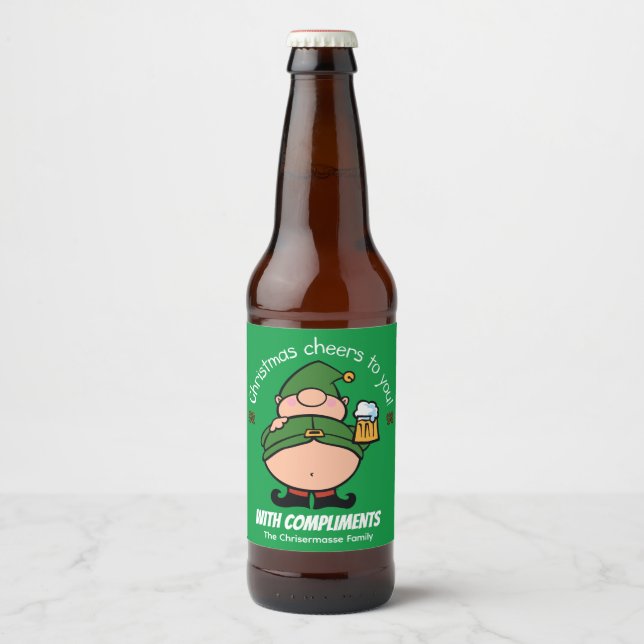 Naughty Elves Green Christmas Beer Label (Front)
