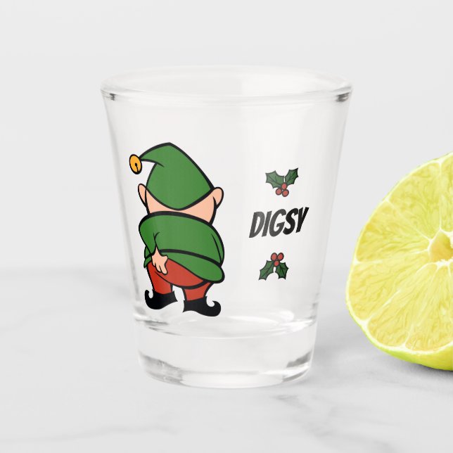 Naughty Elves Itch Christmas Shot Glass (Front)