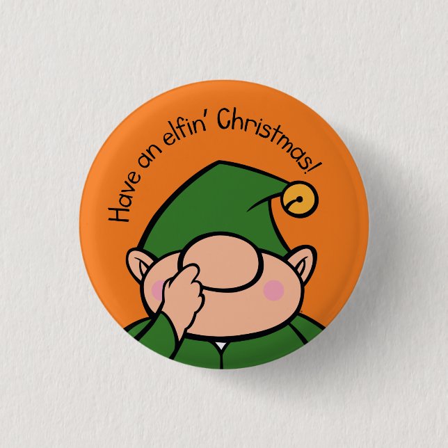 Naughty Elves Picker Christmas Badge Button (Front)