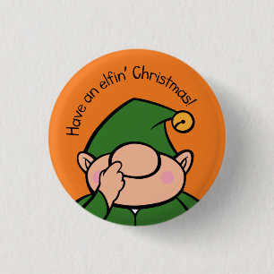 Naughty Elves Picker Christmas Badge Button