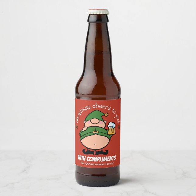 Naughty Elves Red Christmas Beer Label (Front)