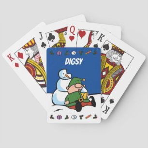 Naughty Elves Snowman Christmas Playing Cards