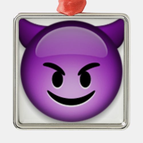 Naughty Emoji face Metal Ornament