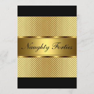 Naughty Forties Gold Birthday Party 2 Invitation