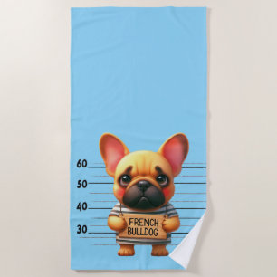 Naughty French Bulldog Beach Towel