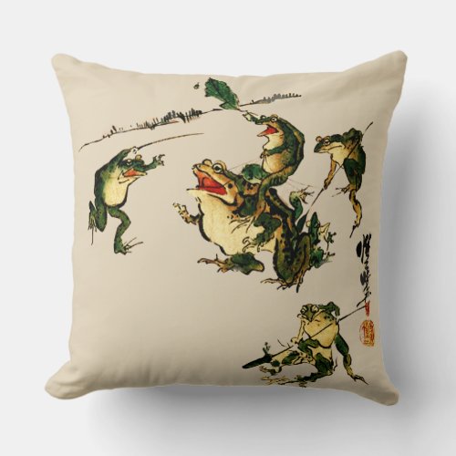 Naughty Frogs Throw Pillow