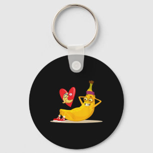 Naughty Fruit Funny Banana Doing Sit-up Crunch For Keychain
