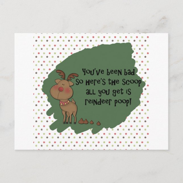 Naughty Funny Christmas Reindeer Poop Card (Front)