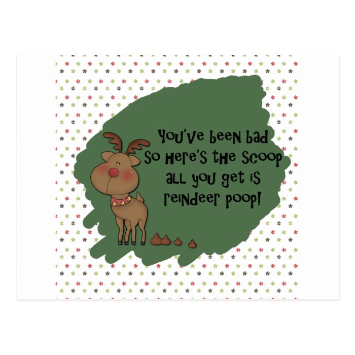 Naughty Funny Christmas Reindeer Poop Card Postcards