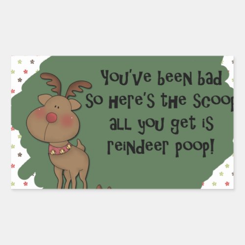 Naughty Funny Christmas Reindeer Poop Gift Saying Rectangular Sticker