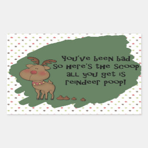 Naughty Funny Christmas Reindeer Poop Gift Saying Rectangular Sticker