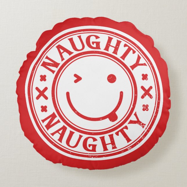 Naughty Funny Christmas  Round Pillow (Front)