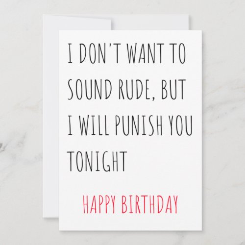 Naughty Funny Happy Birthday Card for Him and Her