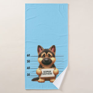 Naughty German Shepherd Bath Towel