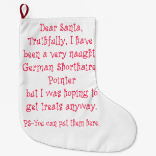 Naughty German Shorthaired Pointer Large Christmas Stocking