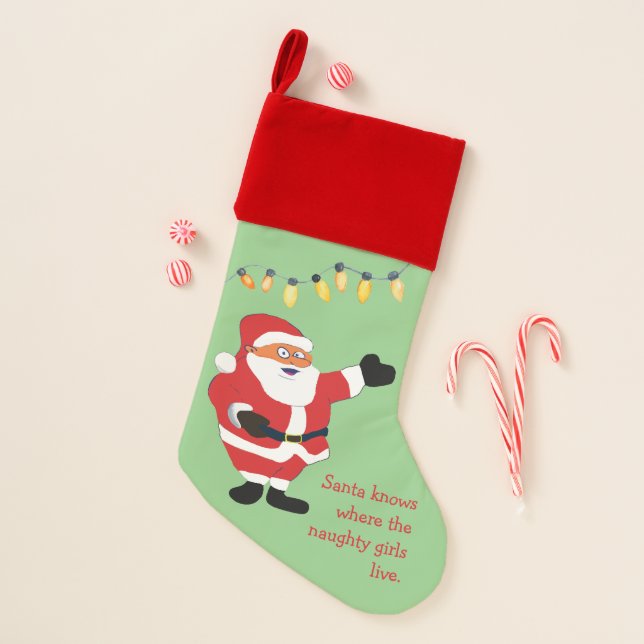 Naughty Girl Bad Santa Funny Joke Humor Fun Christmas Stocking (Front)