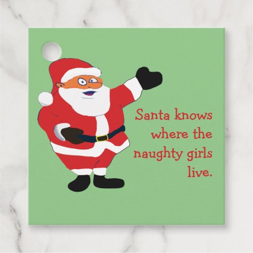 Naughty Girl Bad Santa Funny Joke Humor Fun Favor Tags