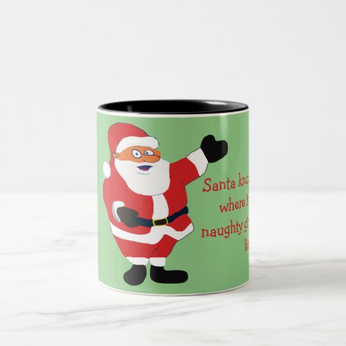 Naughty Girl Bad Santa Funny Joke Humor Fun Two_Tone Coffee Mug